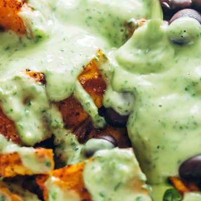 Cilantro Avocado Dressing in a food processor.
