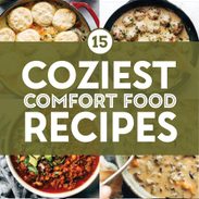Comfort food recipes in a collage.