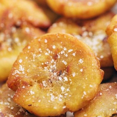 Crispy Tostones with salt.