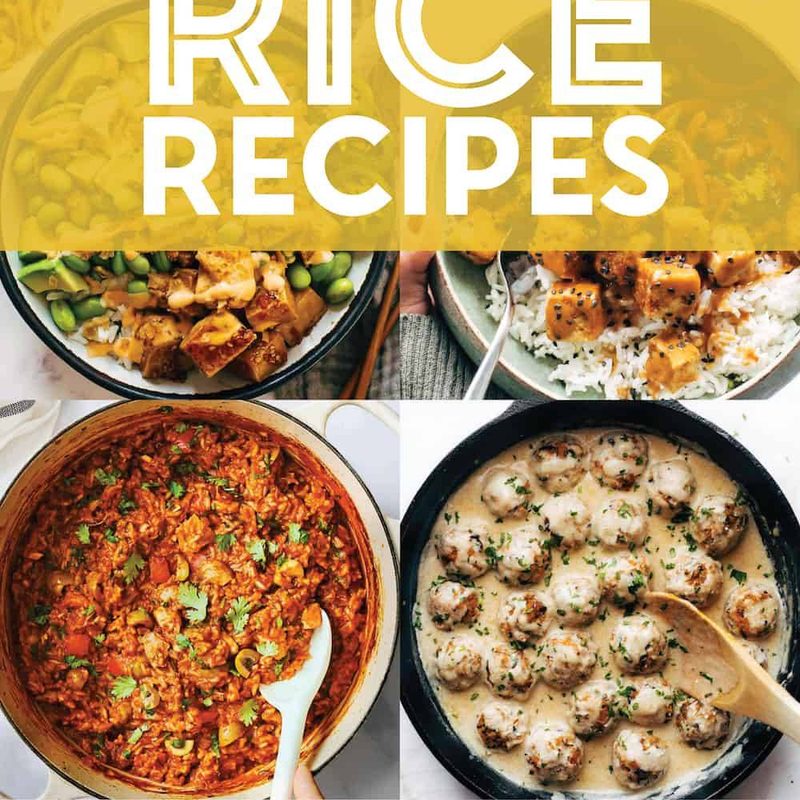 Rice recipes in a collage.