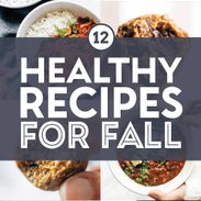 Healthy fall recipes in a collage.