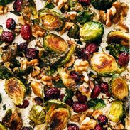 Brussels sprouts on a pan.