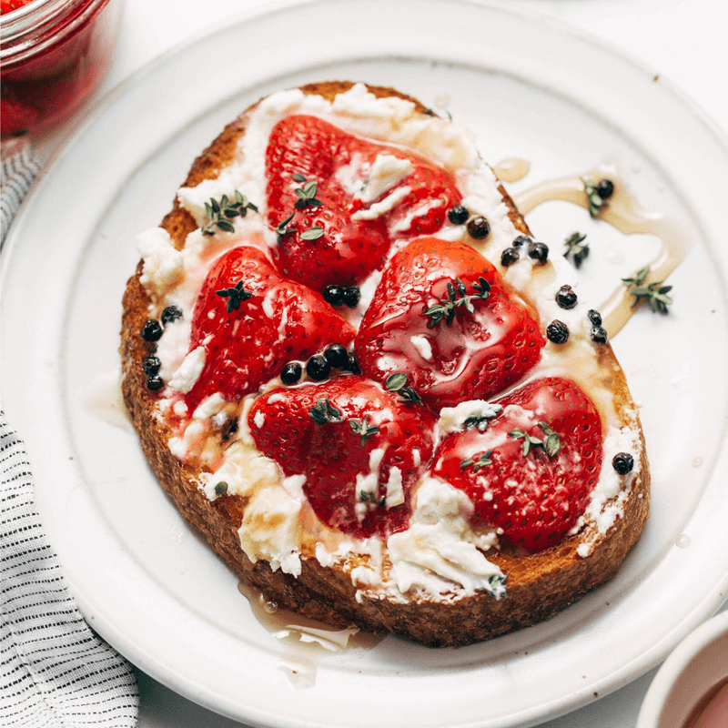 Pickled strawberries on toast.