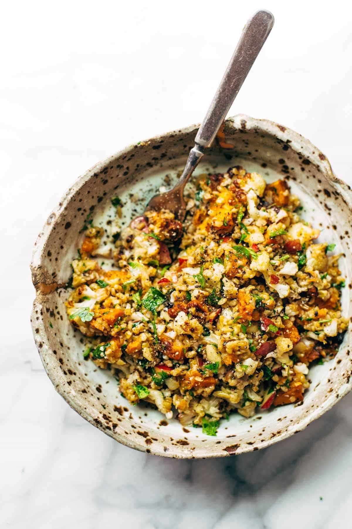 Autumn Glow Salad in a bowl with a fork
