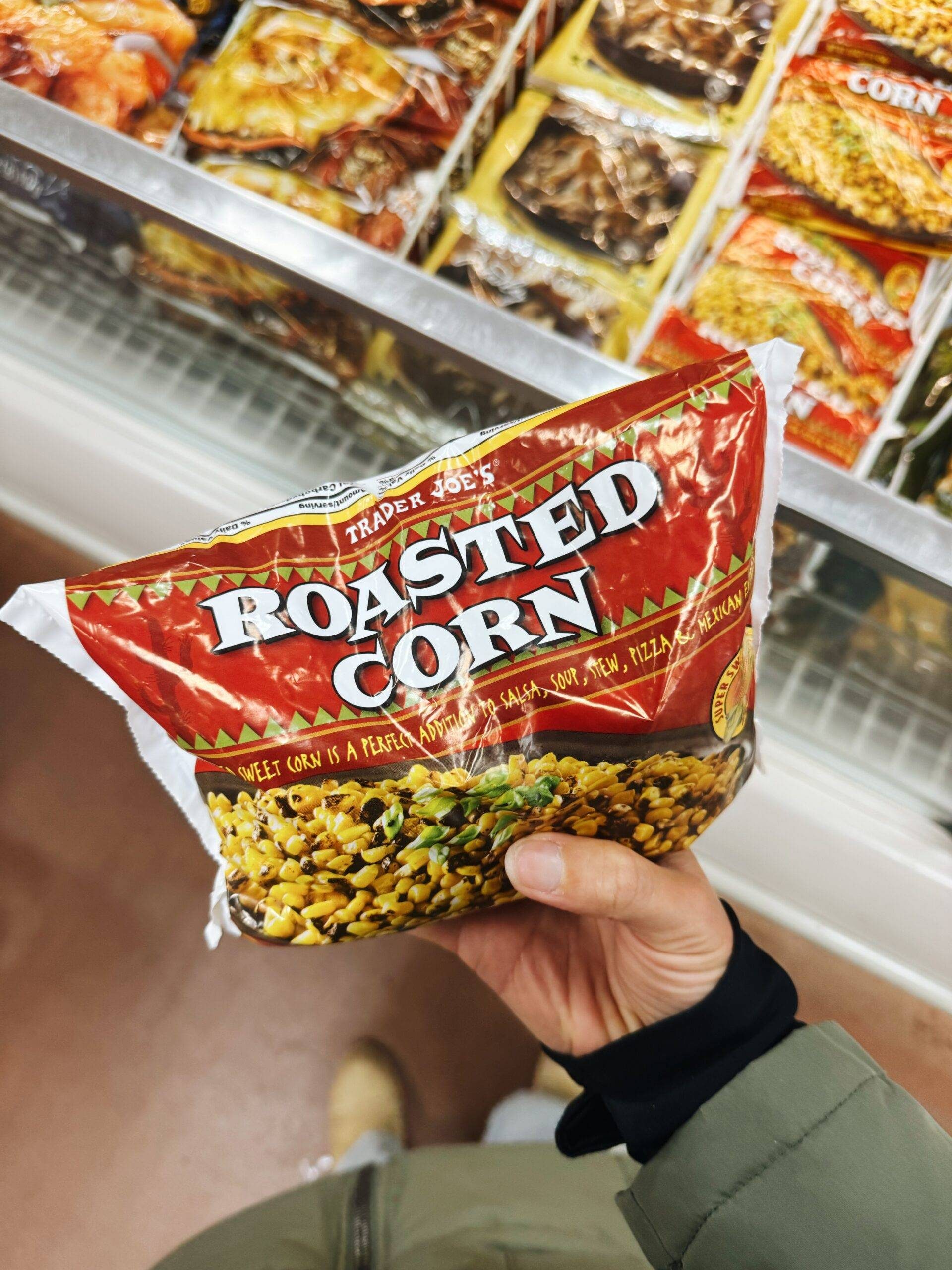 Roasted corn in a bag.