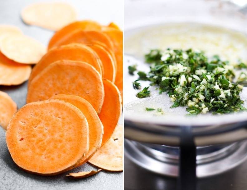 Yams and herbs.